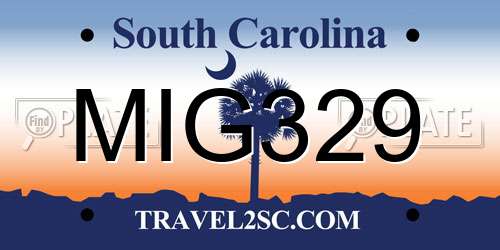MIG329 South Carolina License Plate
