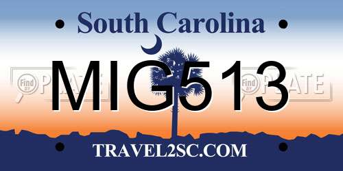MIG513 South Carolina License Plate