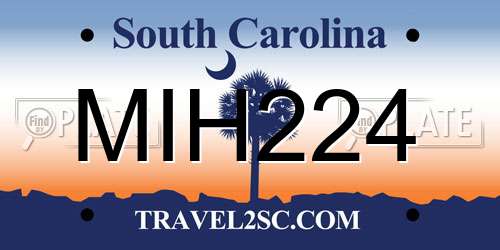 MIH224 South Carolina License Plate