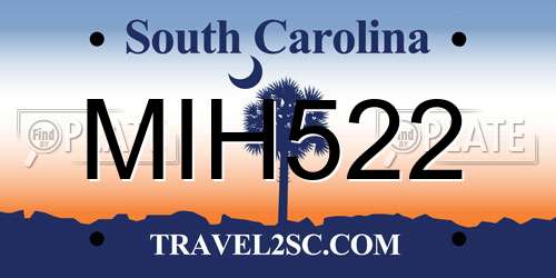 MIH522 South Carolina License Plate