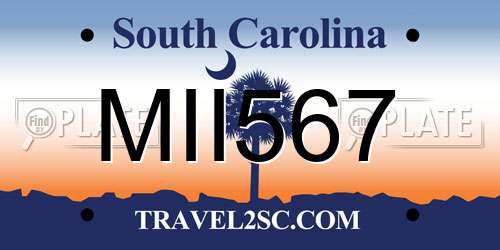 MII567 South Carolina License Plate