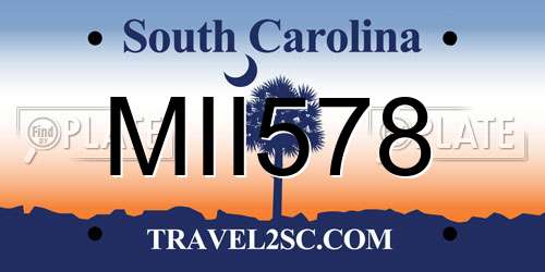 MII578 South Carolina License Plate