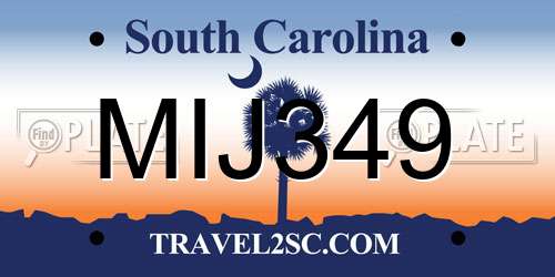 MIJ349 South Carolina License Plate