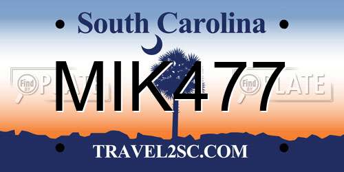 MIK477 South Carolina License Plate