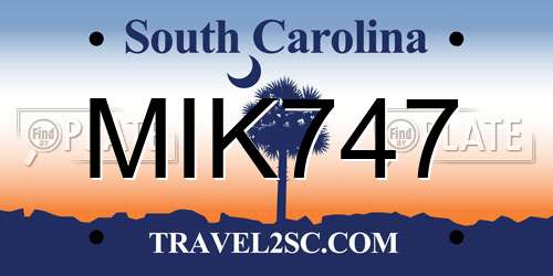 MIK747 South Carolina License Plate