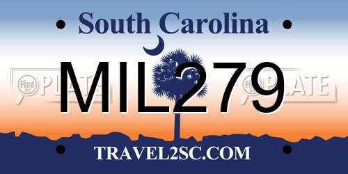 MIL279 South Carolina License Plate