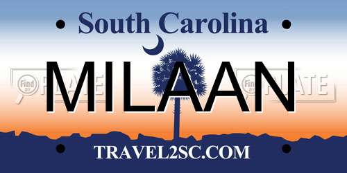 MILAAN South Carolina License Plate