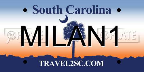 MILAN1 South Carolina License Plate