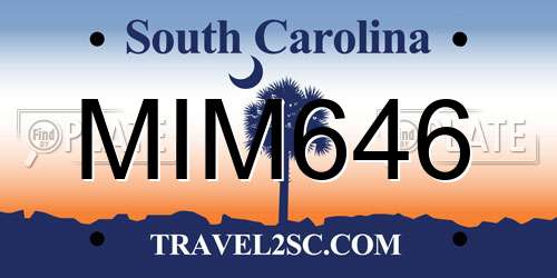 MIM646 South Carolina License Plate