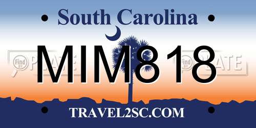 MIM818 South Carolina License Plate
