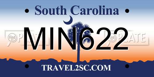 MIN622 South Carolina License Plate