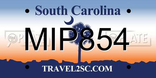 MIP854 South Carolina License Plate