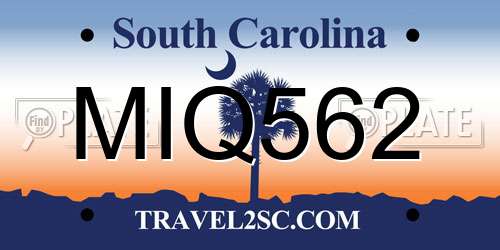 MIQ562 South Carolina License Plate