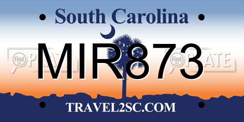 MIR873 South Carolina License Plate
