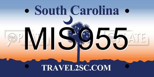 MIS955 South Carolina License Plate