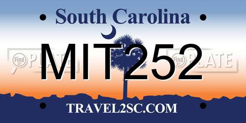 MIT252 South Carolina License Plate