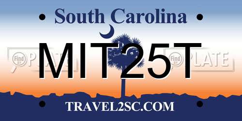 MIT25T South Carolina License Plate