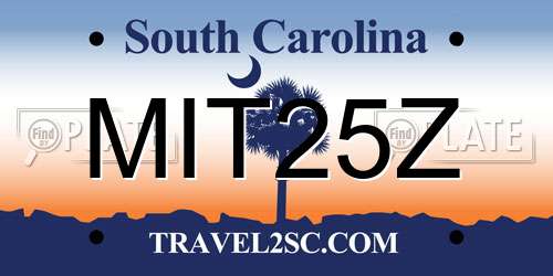 MIT25Z South Carolina License Plate
