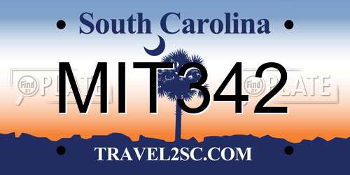 MIT342 South Carolina License Plate