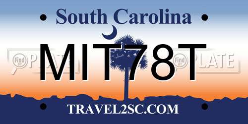 MIT78T South Carolina License Plate