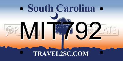 MIT792 South Carolina License Plate