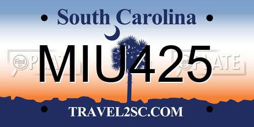 MIU425 South Carolina License Plate