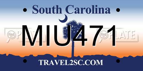 MIU471 South Carolina License Plate