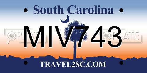 MIV743 South Carolina License Plate