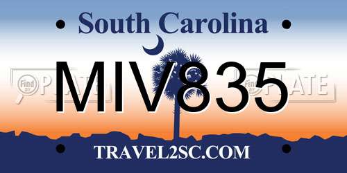 MIV835 South Carolina License Plate