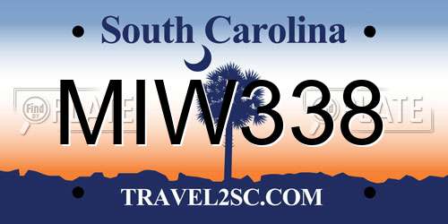 MIW338 South Carolina License Plate