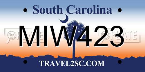 MIW423 South Carolina License Plate