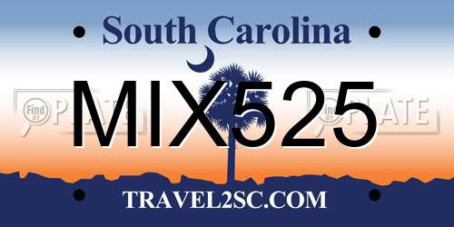 MIX525 South Carolina License Plate