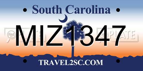 MIZ1347 South Carolina License Plate