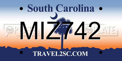 MIZ742 South Carolina License Plate