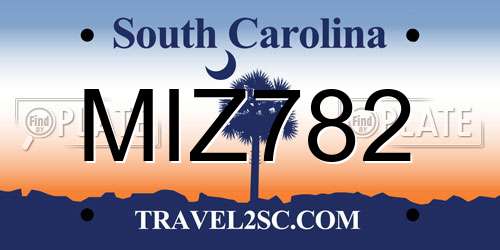 MIZ782 South Carolina License Plate