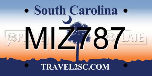 MIZ787 South Carolina License Plate