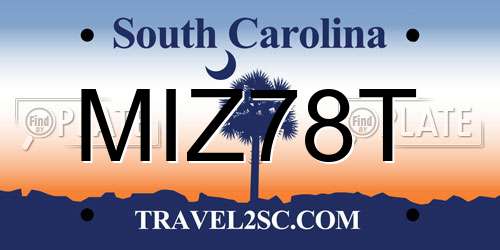 MIZ78T South Carolina License Plate