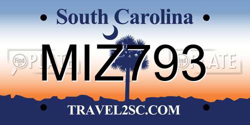 MIZ793 South Carolina License Plate