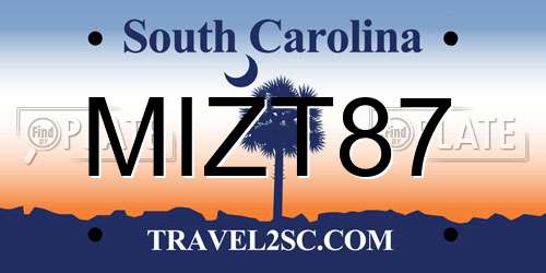 MIZT87 South Carolina License Plate