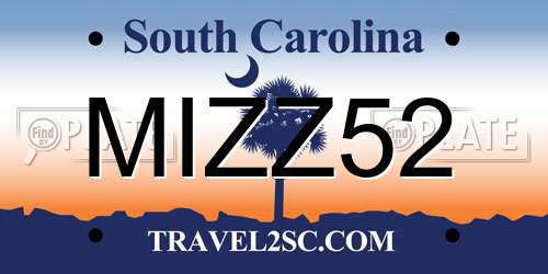 MIZZ52 South Carolina License Plate