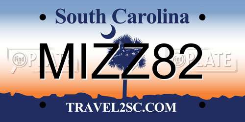MIZZ82 South Carolina License Plate