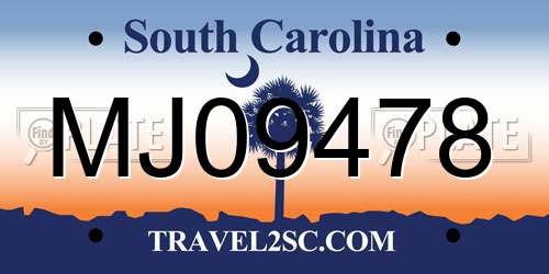 MJ09478 South Carolina License Plate