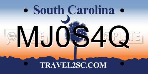 MJ0S4Q South Carolina License Plate