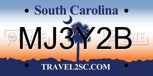 MJ3Y2B South Carolina License Plate