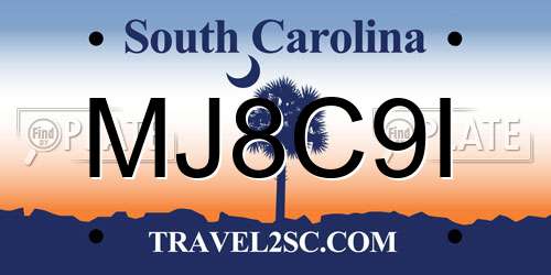 MJ8C9I South Carolina License Plate