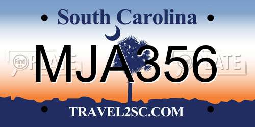 MJA356 South Carolina License Plate