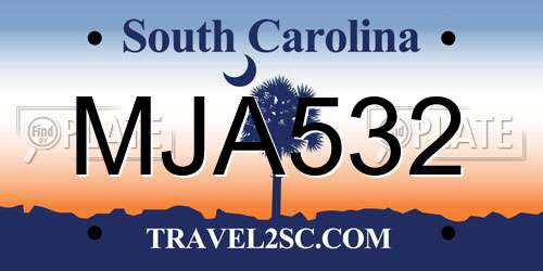 MJA532 South Carolina License Plate