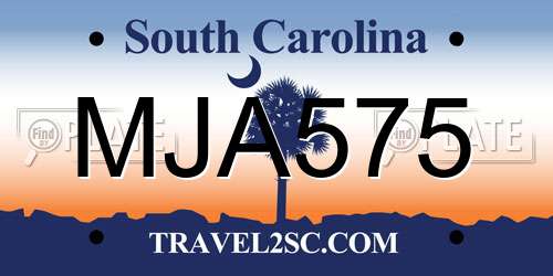 MJA575 South Carolina License Plate