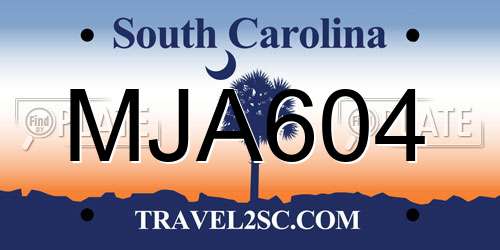 MJA604 South Carolina License Plate