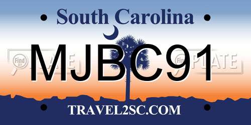 MJBC91 South Carolina License Plate